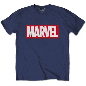 Image of Marvel Comics - Marvel Box Logo Unisex Small T-Shirt - Blue