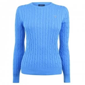 Image of Gant Cotton Cable Knit Jumper - 445 Pac Blue