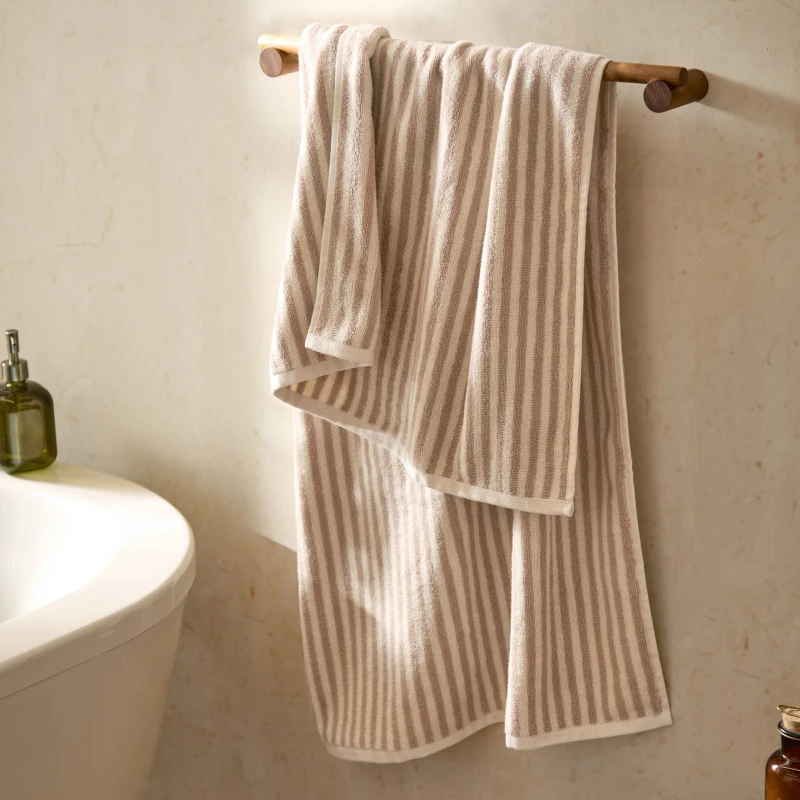 Image of Yard Hebden Striped Cotton Towel Natural