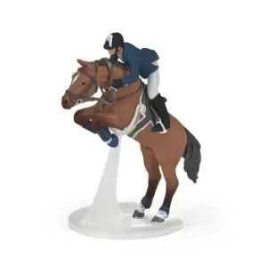 Image of Papo Horses and Ponies Jumping Horse and Horseman Toy Figure, 3...