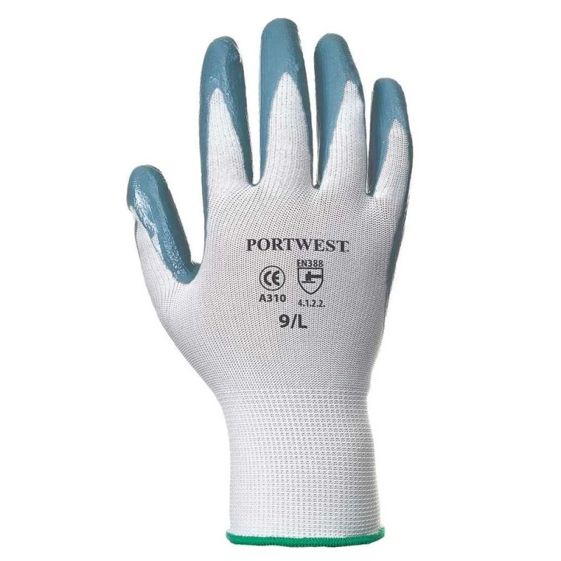 Image of Portwest A310 Flexo Nitrile Safety Gloves in Grey Size: 10 Grey Unisex 10