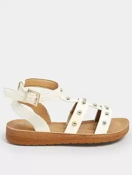 Image of Yours Extra Wide Fit Studded Gladiator Sandal White, Size 6Eee, Women