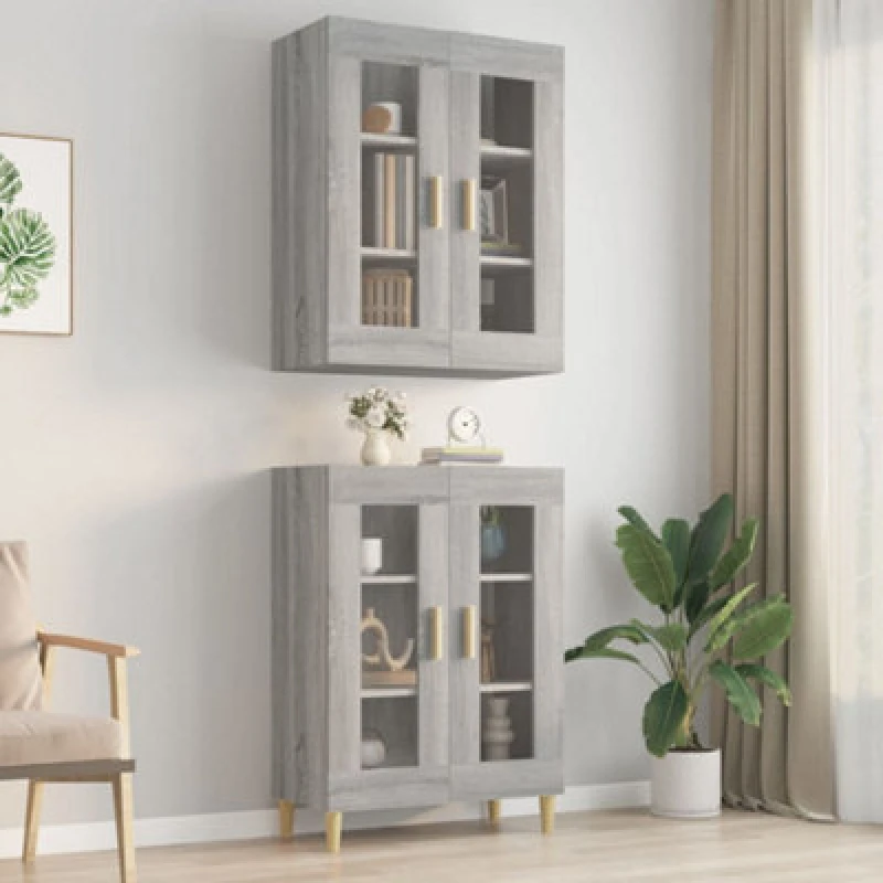 Image of Vidaxl Hanging Wall Cabinet Grey Sonoma 69.5X34X90 Cm
