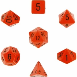 Image of Chessex Opaque Poly 7 Dice Set: Orange/Black