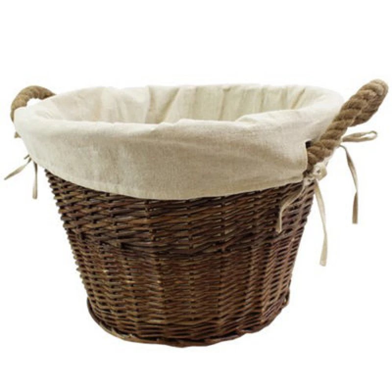 Image of JVL Medium Log basket with Liner & Rope Handles Dark Brown unisex