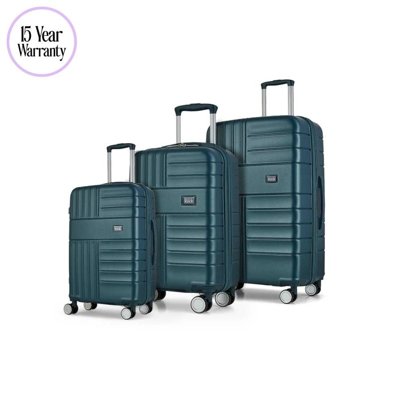 Image of Rock Rock Aspen Suitcases Blue Hard Suitcases 3pc Set Blue 70929518000