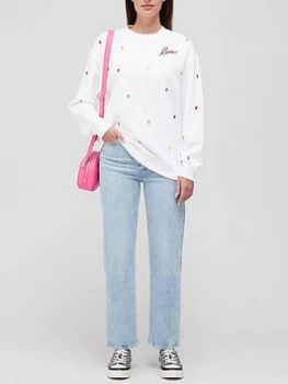 Image of Kate Spade New York Embroidered Hearts Sweatshirt - White