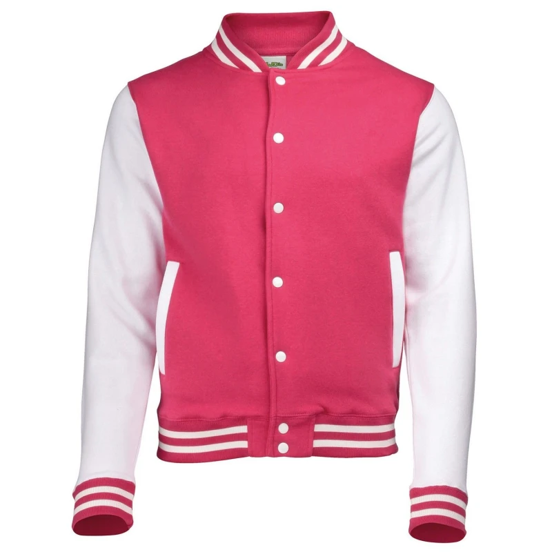 Image of AWDis AWDis Men Varsity Jacket in Pink Size: X-Small Pink XS Male 5063527492241