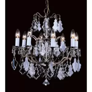 Image of Impex Louvre Antique Brass Crystal 8 Arm Chandelier