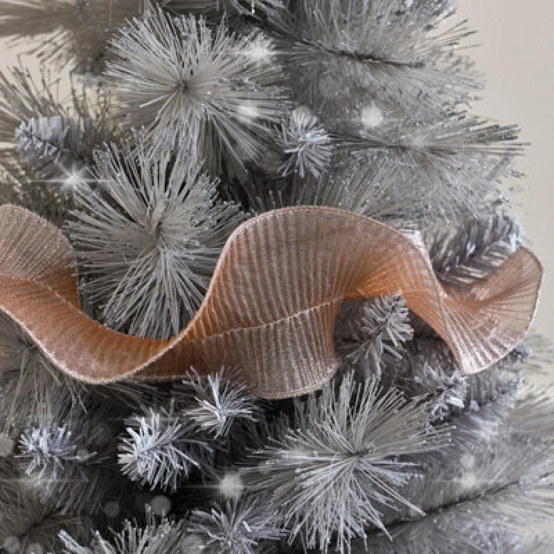 Image of Melody Maison Pink Sparkle Ruffle Christmas Tree Ribbon - 270cm Baby Pink