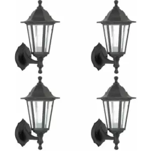 Image of Loops - 4 pack Traditional Lantern IP44 Wall Light - 60W E27 gls LED - Dimmable Lamp