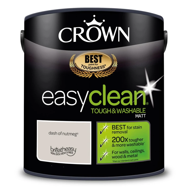 Image of Crown Easyclean Tough & Washable Matt Paint Dash of Nutmeg - 2.5L Natural