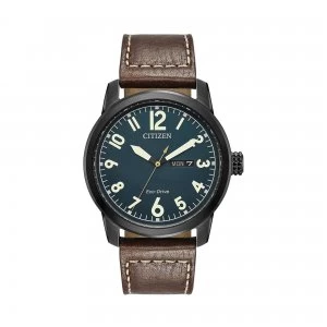 Image of Citizen Blue And Brown 'Gents Strap Wr100' Eco-Drive Watch - BM8478-01L - multicoloured