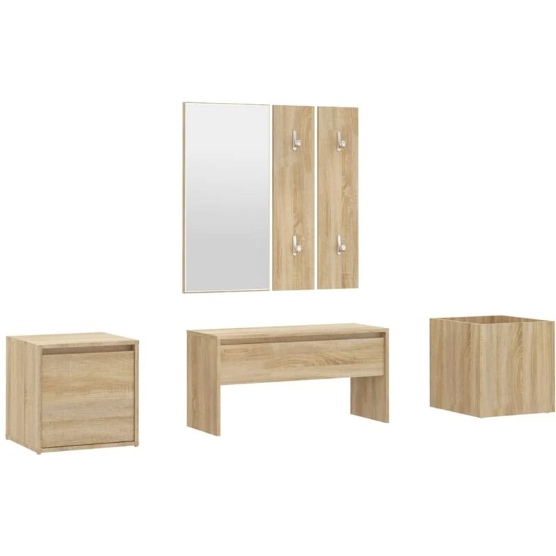 Image of VIDAXL Hallway Furniture Set Sonoma Oak Engineered Wood vidaXL 8720286661338