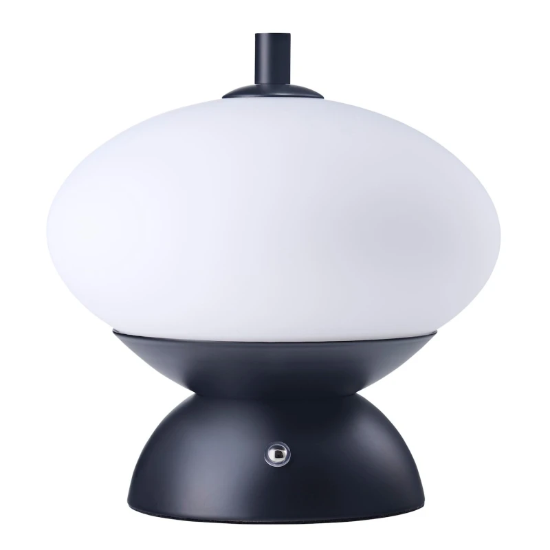 Image of Happy Homewares Black Domed Rechargeable Touch Dimmable Table Lamp with Frosted Glass Shade Black Unisex