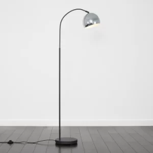 Image of Curva Dark Grey Floor Lamp with Chrome Arco Shade
