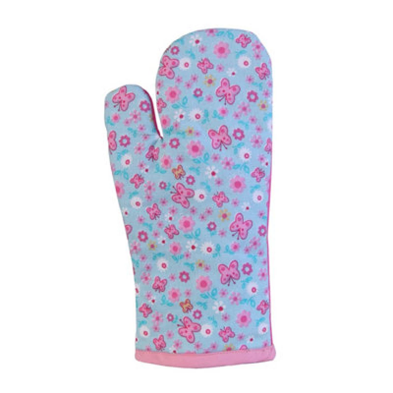 Image of Homescapes Pink Butterflies Cotton Oven Glove Pink unisex