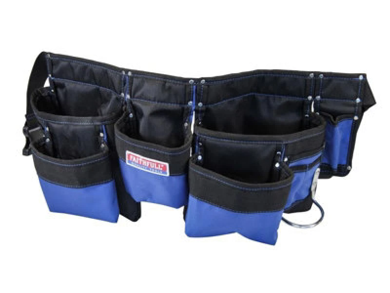 Image of Faithfull Double Tool & Nail Pouch Nylon Tool Belt FAIDTNPN