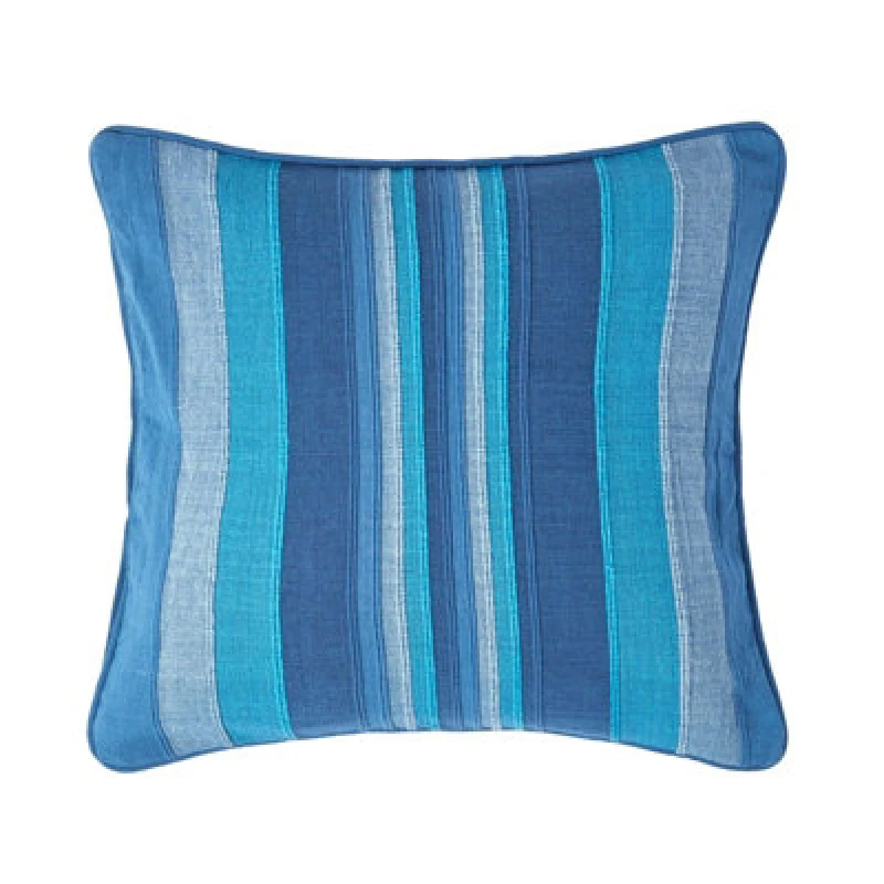 Image of Homescapes Cotton Striped Blue Cushion Cover Morocco , 60 X 60 Cm