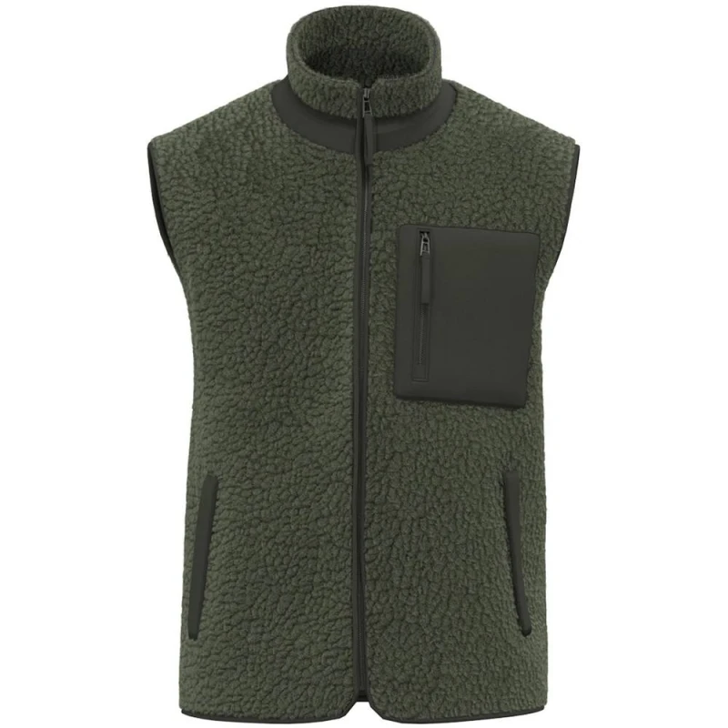 Image of Native Spirit Mens Sherpa Body Warmer in Khaki Size: XS Khaki Male XS