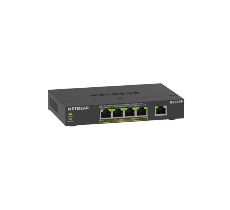 Image of Netgear Netgear GS305Pv3 Unmanaged Gigabit Ethernet (10/100/1000) Power over Ethernet (PoE) Black GS305P-300EUS