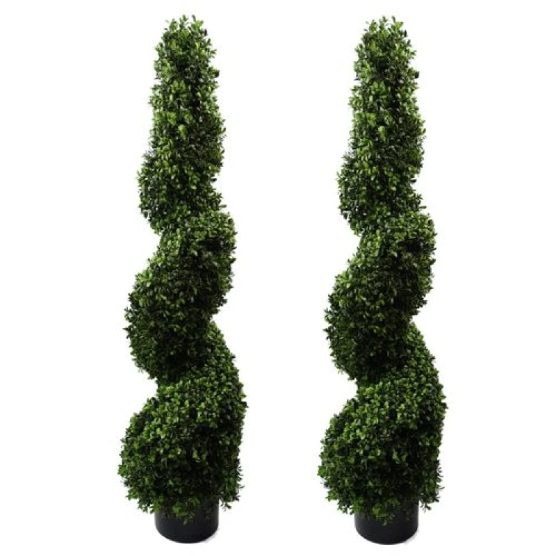 Image of Leaf 120cm Pair of Spiral Buxus Artificial Tree UV Resistant Outdoor