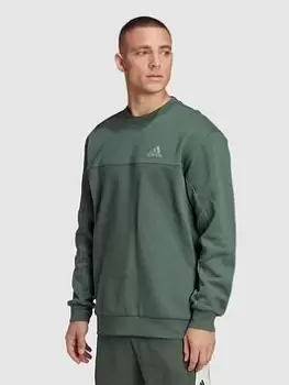 Image of adidas Fleece Colourblock Crew, Green Size M Men