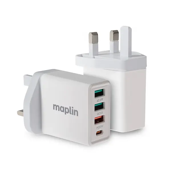 Image of Maplin Maplin 4 Port USB Wall Charger 3x USB-A 2 1x USB-C PD QC 3.0 32W High Speed Charging 076PAM
