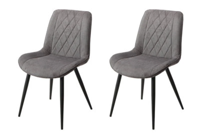 Image of Core Products Aspen Diamond Stitch Fabric Dining Chair With Black Tapered Legs (Pair) Grey