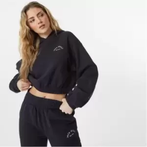 Image of Jack Wills Cropped Graphic Hoodie - Black