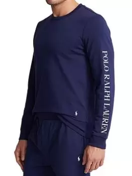 Image of Polo Ralph Lauren Lounge Logo Long Sleeve Top - Newport Navy, Newport Navy, Size L, Men