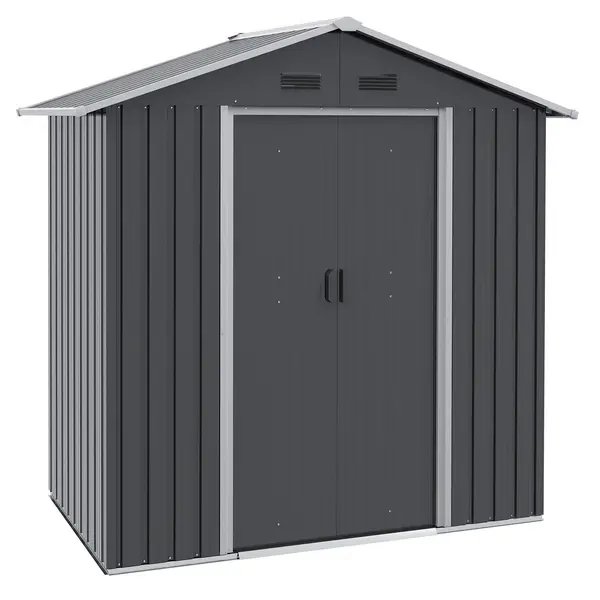 Image of 6.5ft x 3.5ft Garden Shed, Metal Shed for Garden and Outdoor Storage, Dark Grey
