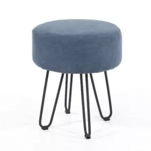 Image of Core Products Blue Fabric Round Stool With Black Metal Legs