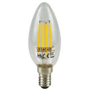Image of E14 Screw LED 4W Filament Candle Bulb (40W Equivalent) 470 Lumen - Warm White Clear