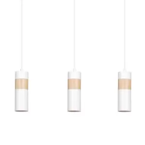 Image of Akari White Bar Pendant Ceiling Light 3x GU10