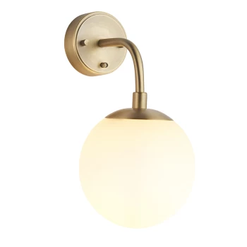 Image of Cosenza Wall Lamp Matt Antique Brass Plate & Opal Glass