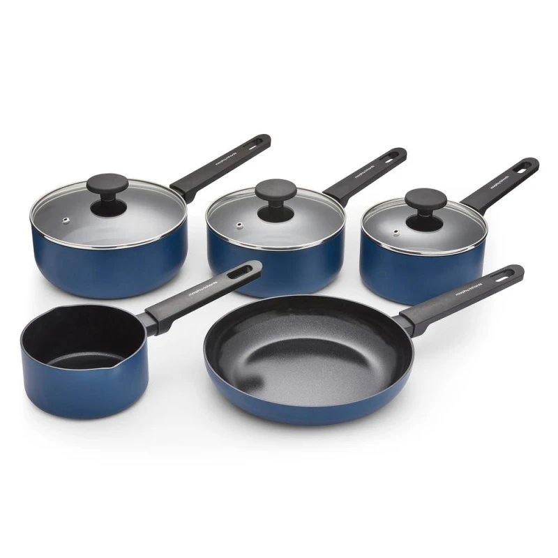Image of Morphy Richards 5 Piece Recycled Aluminium Saucepan Set blue ONE SIZE
