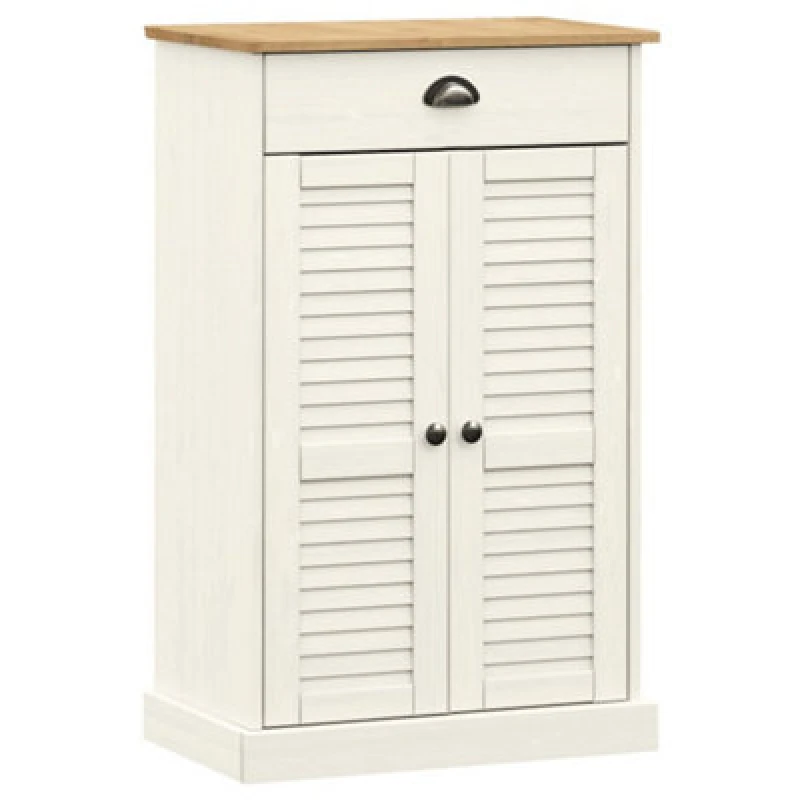 Image of Vidaxl Shoe Cabinet Vigo White 60X35X96cm Solid Wood Pine