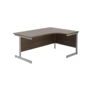 Image of 1600X1200 Single Upright Right Hand Radial Desk Dark Walnut - Silver + Desk High Ped