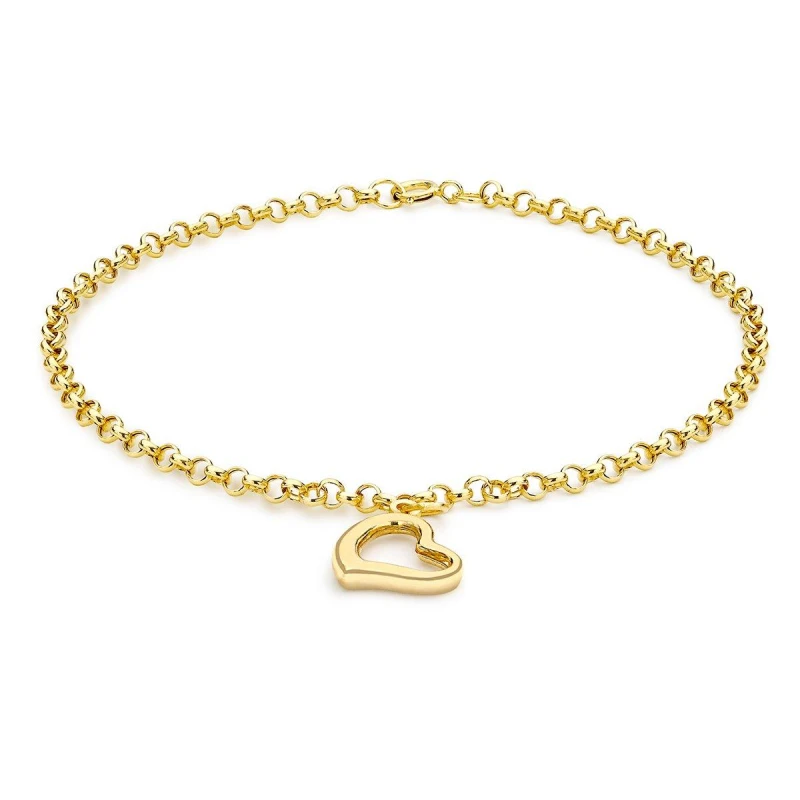 Image of Be You 9ct Gold Heart Charm Bracelet Gold female 7inch