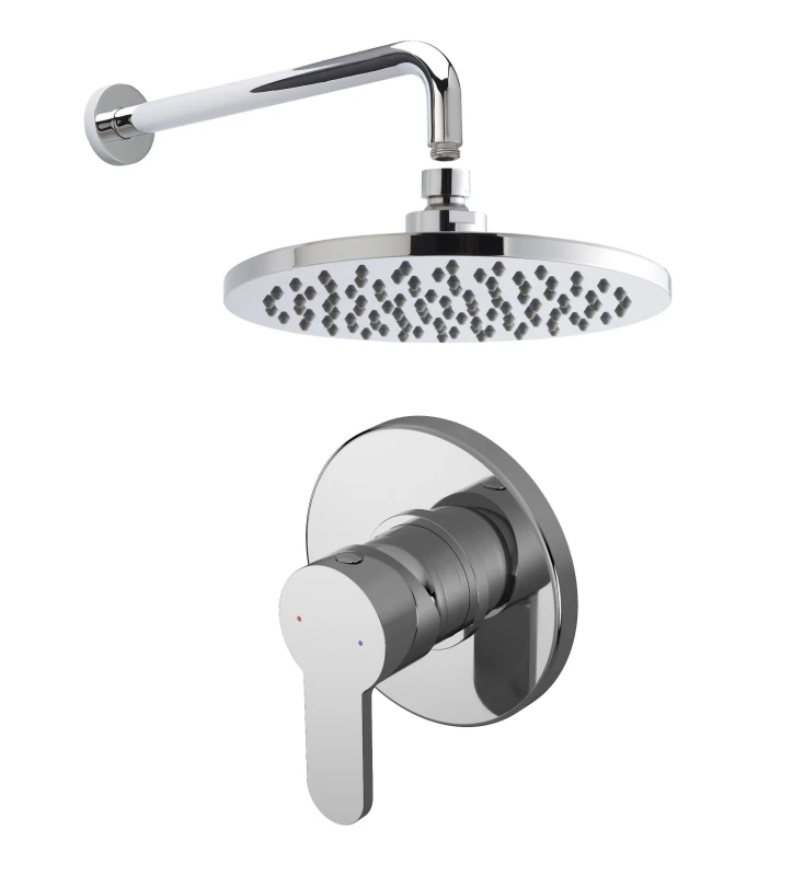 Image of Balterley Pride Shower Bundle Concealed Round Manual Valve Arm Head Kit in Silver Silver Unisex