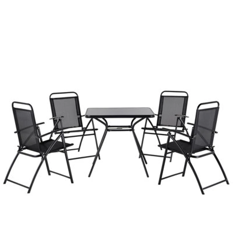 Image of Beliani Garden Dining Set 4 Seater Livo Metal Black