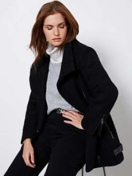 Image of Mint Velvet Boucle Biker Coat - Black