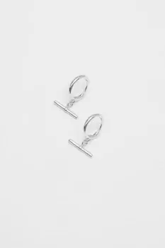 Image of Sterling Silver 925 T Bar Hoop Earrings