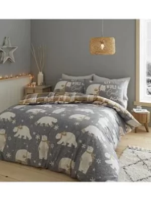 Image of Catherine Lansfield Polar Bear Brushed Cotton Christmas Duvet Set