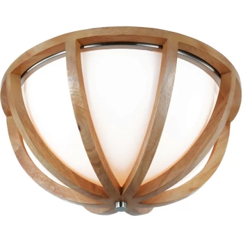 Image of Elstead - Allier Flush Mount, Light Wood, Brushed Steel, E27