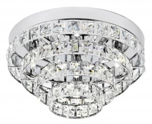 Image of 4 Light Flush Ceiling Light Chrome, Clear Crystal (K5) Glass, G9