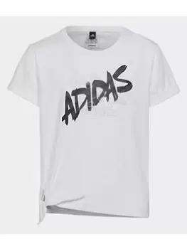 Image of adidas Dance Knotted T-Shirt, Bright Silver, Size 7-8 Years