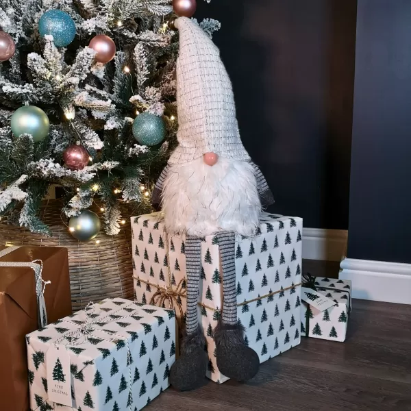 Image of 79cm Battery Operated Christmas Gonk with Dangly Legs Decoration in Light Grey