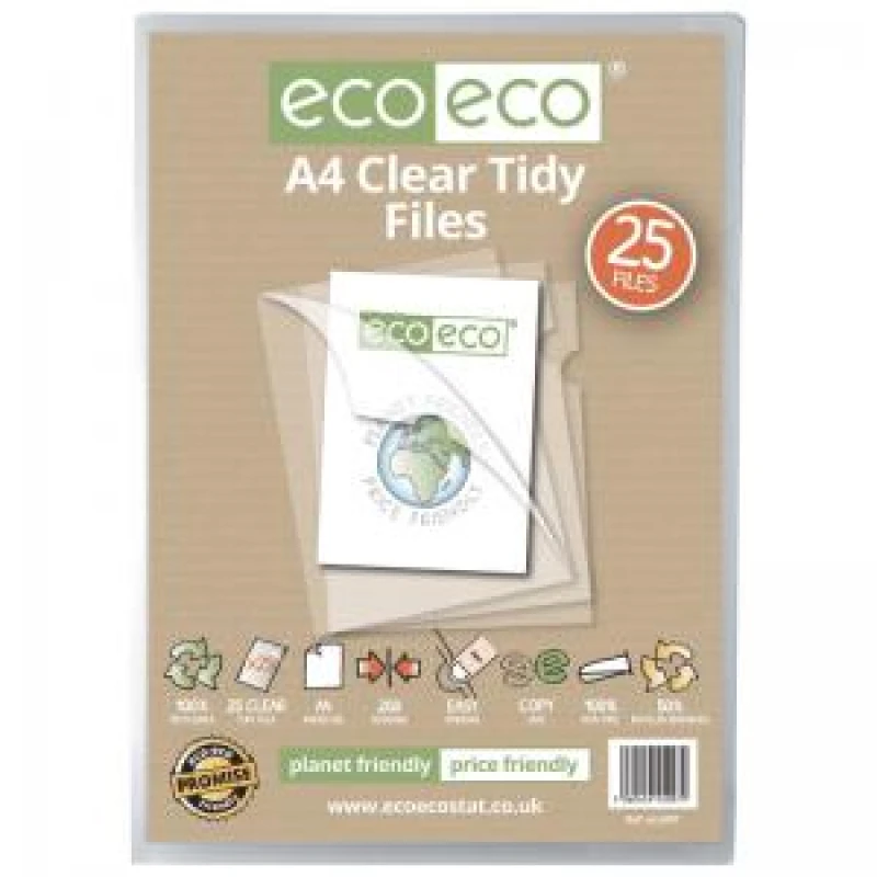 Image of Eco Eco 50% Recycled Bag Tidy Files A4 Clear (25 Pack) eco097-S
